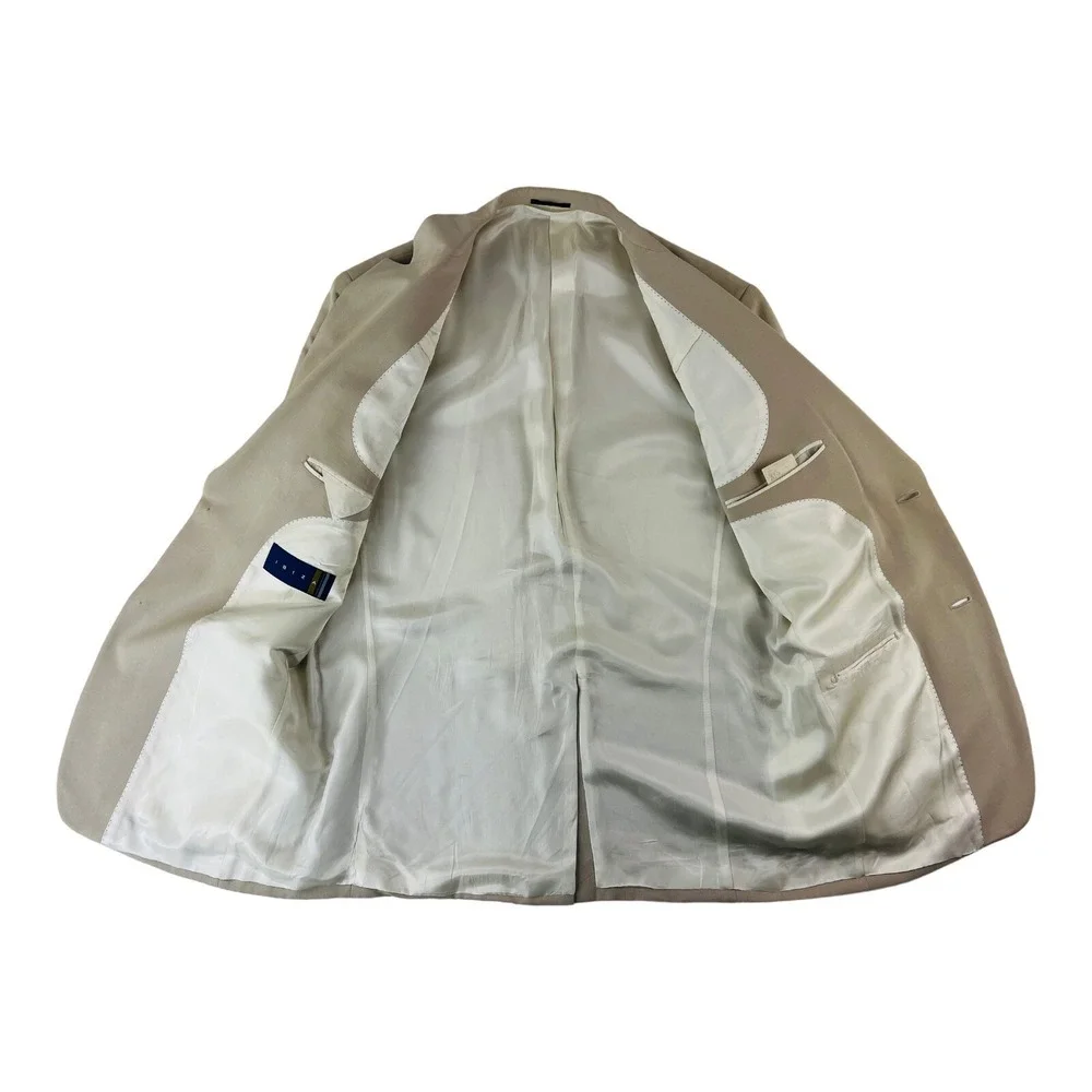 Ibiza Tan Pure Silk 2 Button Single Vent‎ Blazer Mens Size 40R